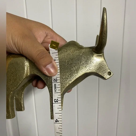 Metal brass gold tone Bull sculpture decor